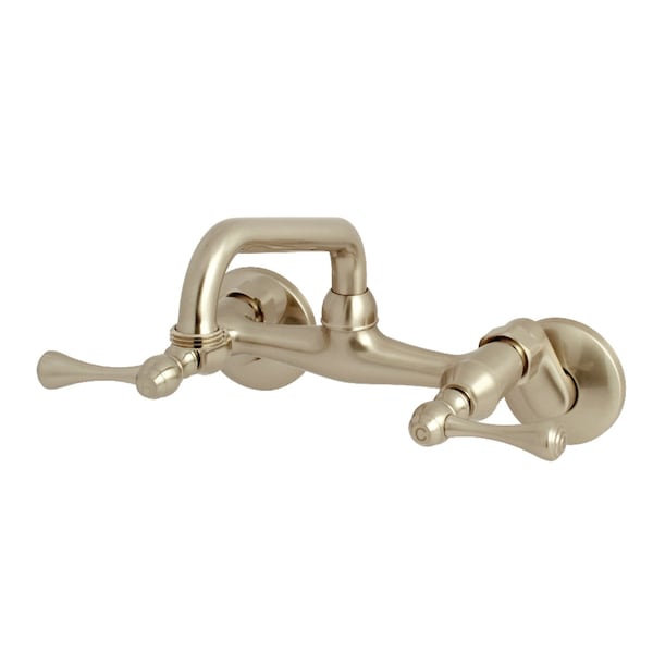 KS373SN Kingston Two Handle Wall Mount Laundry Faucet, Brushed Nickel